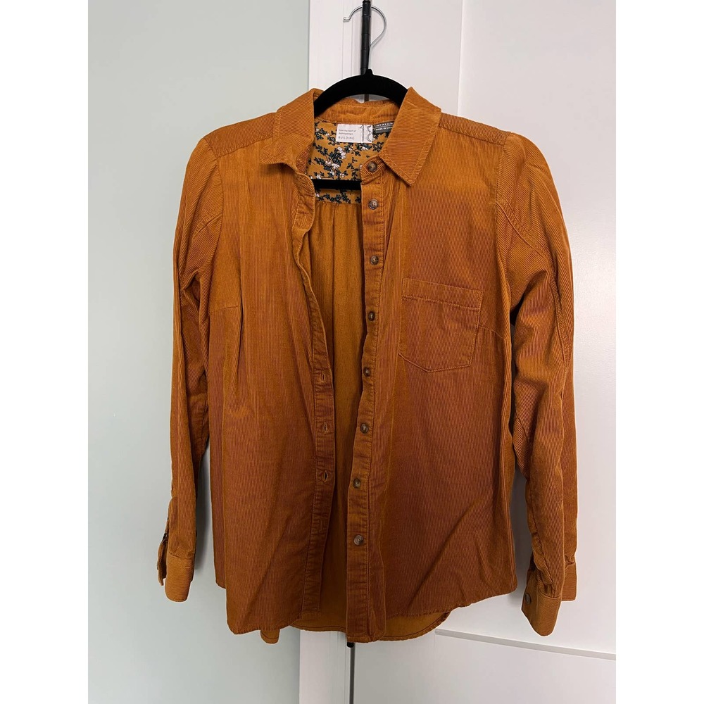 Anthropologie Corduroy Button-Up Shirt in Rust